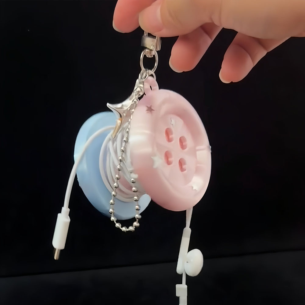 Cable Winder Keychain - Organiseur de câbles portable Kawaii en